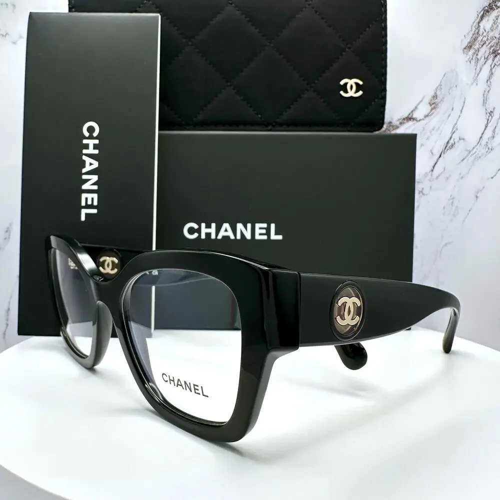 New CHANEL Eyeglasses CH3490 C622 Black 53mm Glasses Butterfly Gold CC Womens - Picture 2 of 16